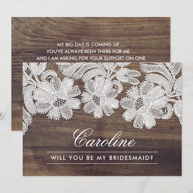 Will you be my Bridesmaid? Invitation Cards (Front/Back)