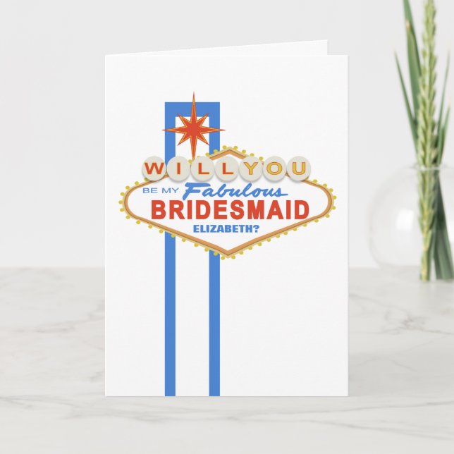Will You Be My Bridesmaid Las Vegas Sign Card (Front)