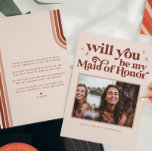 Will you be my Bridesmaid/Maid of Honour Proposal  Announcement<br><div class="desc">Will You Be My .. bridesmaid, maid of honour, matron of honour or flower girl wedding proposal card that will make your girls smile and leave them with a keepsake that they will enjoy for many years to come! Featuring blush pink background, touches of terra cotta and trendy typefaces. This...</div>