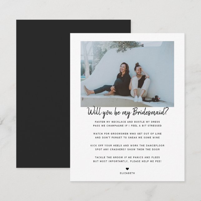 Will you be my Bridesmaid/Maid of Honour Proposal Card (Front/Back)