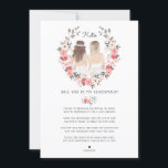 Will you be my Bridesmaid/Maid of Honour Proposal Invitation<br><div class="desc">Will You Be My .. bridesmaid, maid of honour, matron of honour or flower girl wedding proposal card that will make your girls smile and leave them with a keepsake that they will enjoy for many years to come! Cute poem or write your own custom message with a 3 photo...</div>