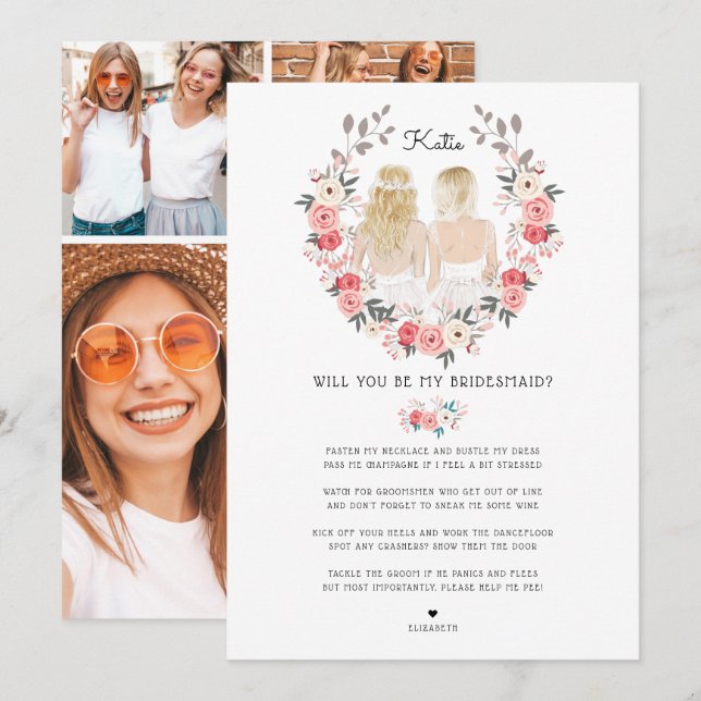 Will you be my Bridesmaid/Maid of Honour Proposal  Invitation (Front/Back)