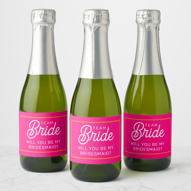 Will You Be My Bridesmaid Mini Sparkling Wine Labe Label (Bottles)