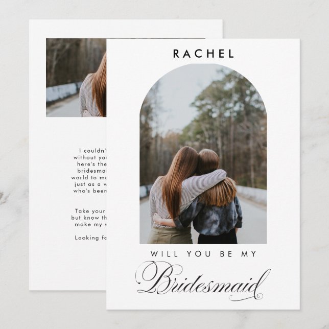 Will you be my Bridesmaid Minimalist Photo Script (Front/Back)