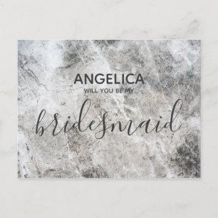 Will you be my bridesmaid modern concrete texture invitation postcard