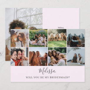 Will You Be My Bridesmaid Modern Photo Collage Inv Invitation
