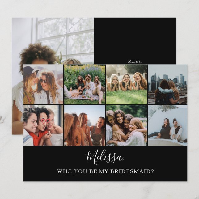 Will You Be My Bridesmaid Modern Photo Collage Inv Invitation (Front/Back)