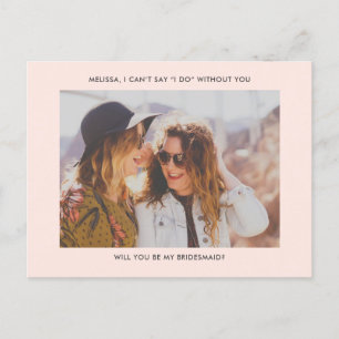 Will You Be My Bridesmaid Modern Photo Invitation Postcard