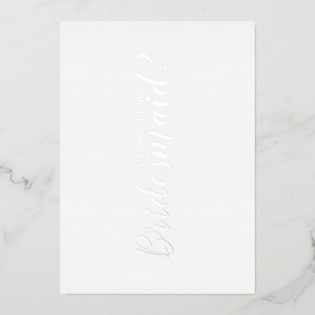 Will You Be My Bridesmaid? Modern Script Silver (Front)