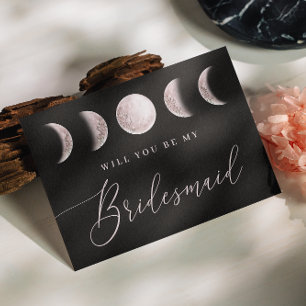 Will you be my bridesmaid. Mystical moon black Postcard