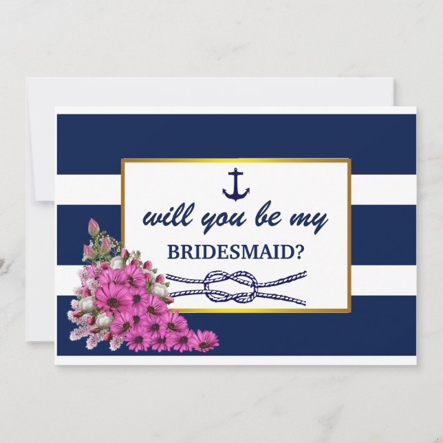 Will you be my bridesmaid? Nautical Themed Invitation (Front)