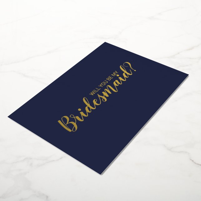 Will You Be My Bridesmaid? Navy and Gold (Rotated)