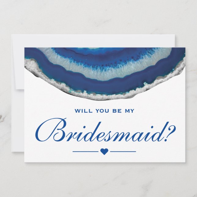Will You Be My Bridesmaid Navy Blue Wedding Agate Invitation (Front)