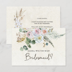 Will You Be My Bridesmaid Pastel Boho Neutral 