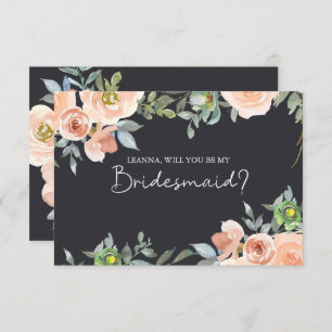 Will You Be My Bridesmaid Peach Green Navy Pastel 