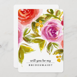 Will you be my Bridesmaid? Peach Red Floral Invitation