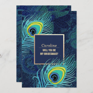 Will you be my Bridesmaid? Peacock Feather Invitation