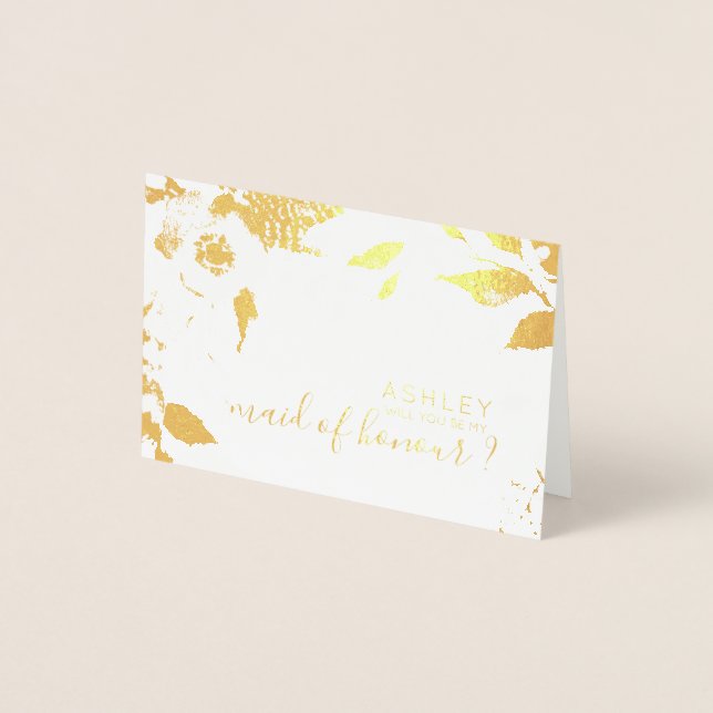 Will you be my bridesmaid Personalised Gold Foil Card (Front)