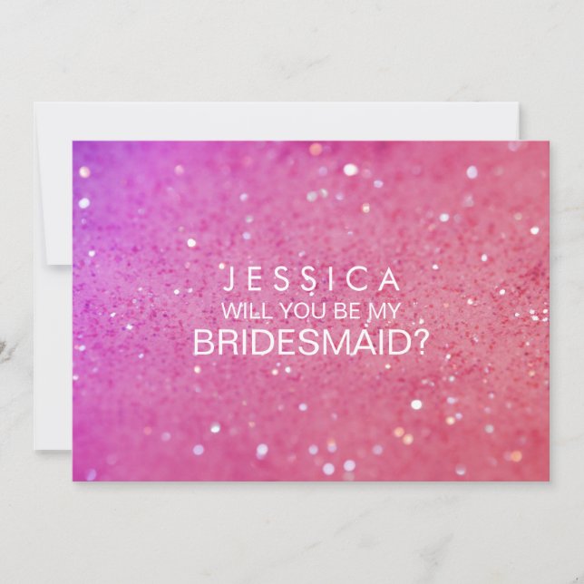 Will You Be My Bridesmaid Pink Glitter Card (Front)