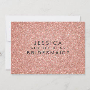 Will You Be My Bridesmaid Pink Gold Glitter Card
