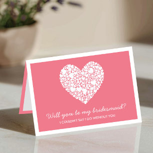 Will You Be My Bridesmaid? Pink Heart Card