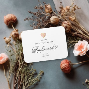 Will You Be My Bridesmaid Pink Heart Proposal Card Magnet