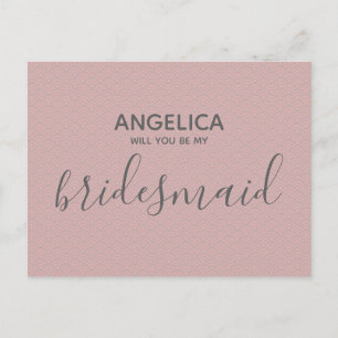 Will you be my bridesmaid Pretty Pink Pattern Invitation Postcard
