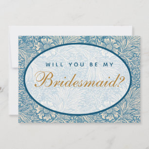 Will You Be My Bridesmaid Proposal Blue Floral Card