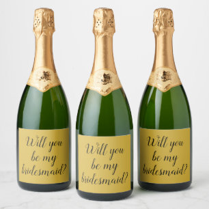 Will You Be My Bridesmaid Proposal Box Present Sparkling Wine Label