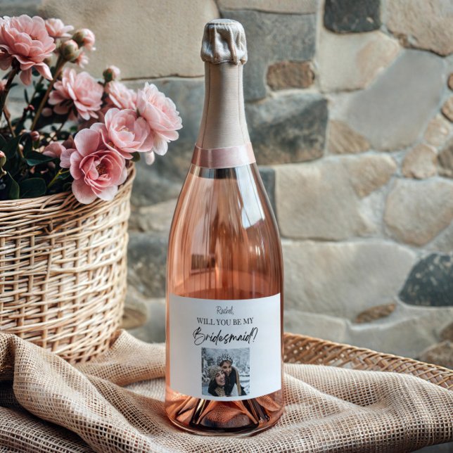 Will You Be My Bridesmaid Proposal Custom Picture Sparkling Wine Label (Creator Uploaded)