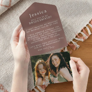 Will You Be My Bridesmaid Proposal Letter Photo All In One Invitation