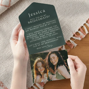 Will You Be My Bridesmaid Proposal Letter Photo All In One Invitation