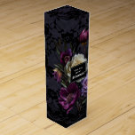 Will You Be My Bridesmaid? Purple and Black Floral Wine Box<br><div class="desc">Gothic and moody,  this wine box is the perfect way to ask your best friends to be bridesmaids in your wedding. The moody floral design features a natural bouquet of dark purple and lavender flowers in a luxurious arrangement on a dark black purple and black lace background.</div>