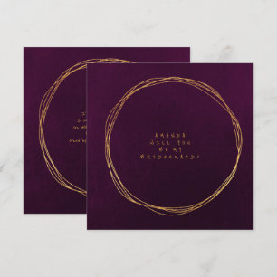 Will You Be My Bridesmaid Purple Plum Velvet Invitation