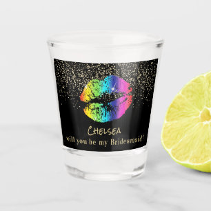Will you be my Bridesmaid - Rainbow Lips Shot Glass
