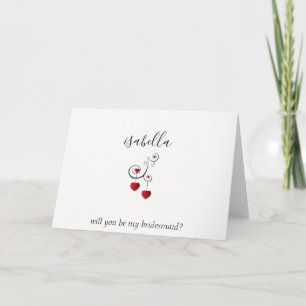 Will You be My Bridesmaid - Red Hearts Invitation
