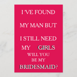 Will you be my bridesmaid request Pink & Glitter Invitation