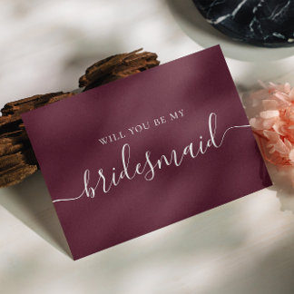Will You Be My Bridesmaid | Rich Burgundy Proposal Invitation Postcard