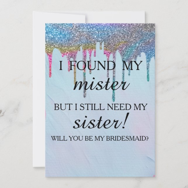 Will you be my bridesmaid? Rose Gold Dripping Invi Invitation (Front)
