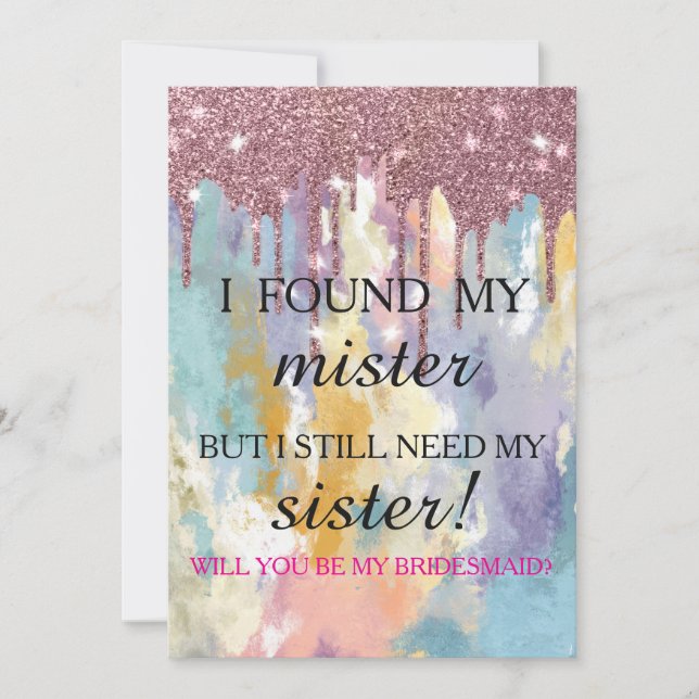 Will you be my bridesmaid? Rose Gold Dripping Invi Invitation (Front)