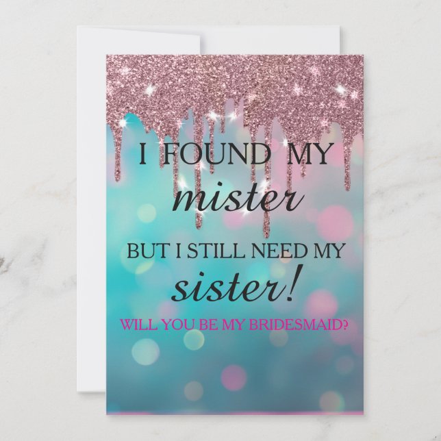 Will you be my bridesmaid? Rose Gold Dripping Invi Invitation (Front)