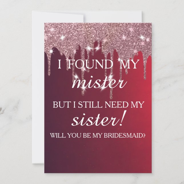 Will you be my bridesmaid? Rose Gold Dripping Invi Invitation (Front)