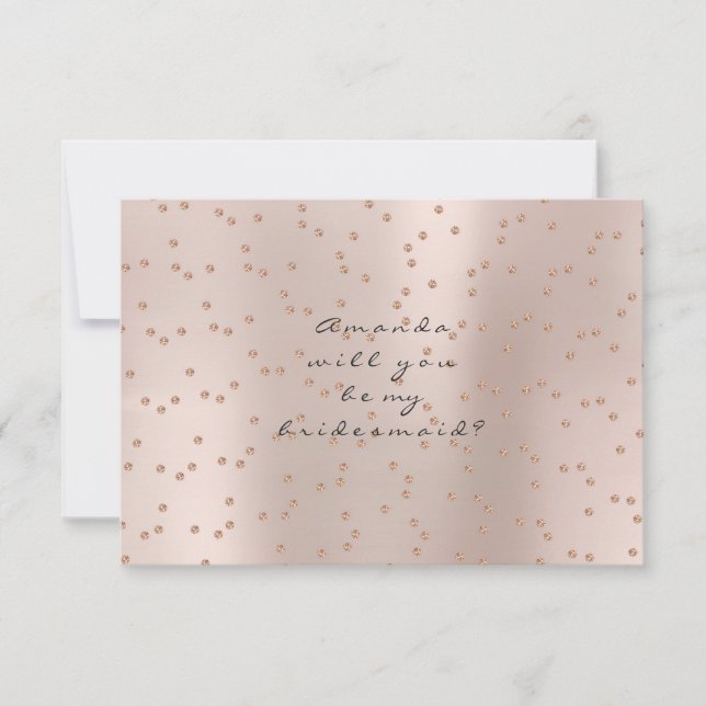 Will You Be My Bridesmaid Rose Gold Swarovski Crys Invitation (Front)