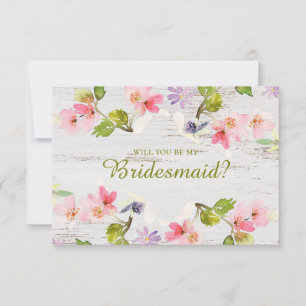 Will You Be My Bridesmaid Rustic Pink Florals