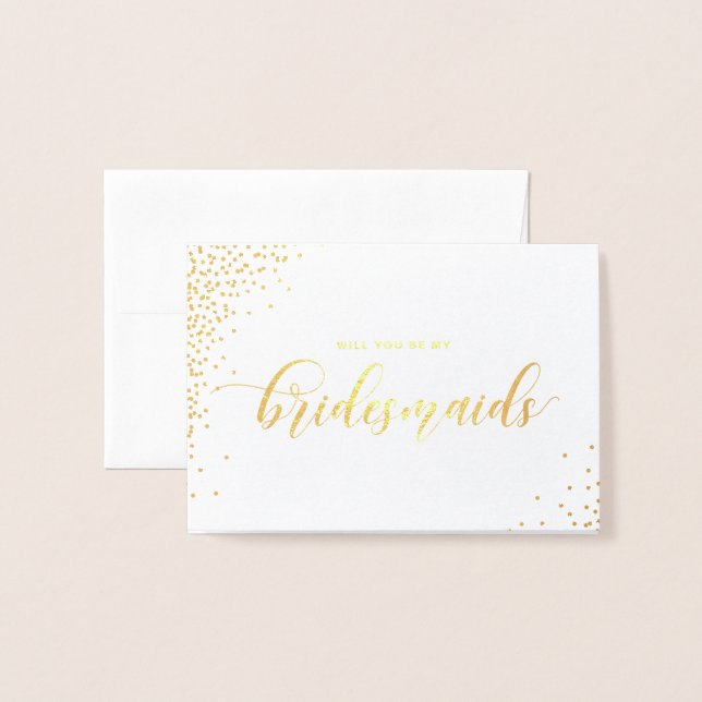 Will You Be My Bridesmaid Script Gold Foil Card (Front With Envelope)