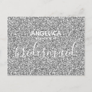 Will you be my bridesmaid Silver Glitter Invitation Postcard