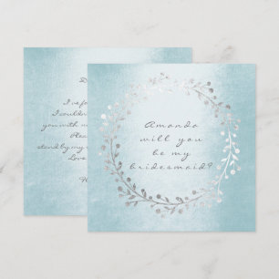 Will You Be My Bridesmaid Silver Wreath Celestial Invitation