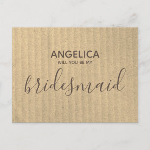 Will you be my bridesmaid simple Kraft card rustic