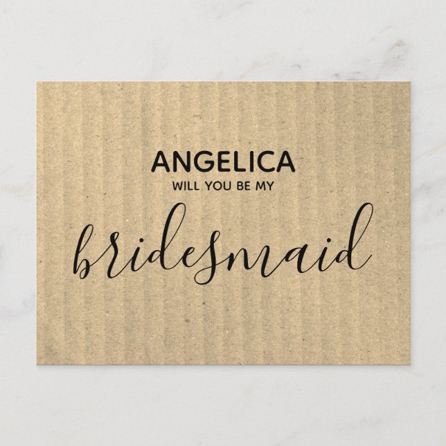 Will you be my bridesmaid simple Kraft card rustic (Front)