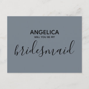 Will you be my bridesmaid simple pastel pink blue invitation postcard